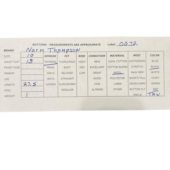 Vintage Norm Thompson Pleated Tan Red Black 100% Wool Striped Flared Skirt 10 - Picture 7 of 7